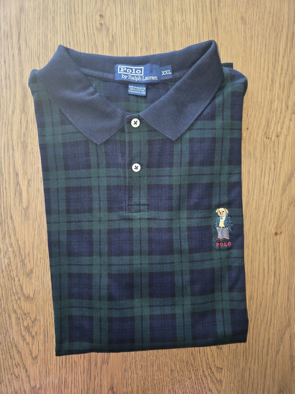 Polo by Ralph Lauren Men’s Green & Navy Plaid Polo Shirt